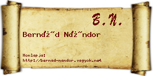 Bernád Nándor névjegykártya