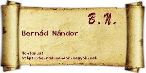 Bernád Nándor névjegykártya